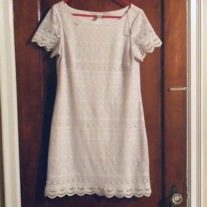 Lace white midi dress